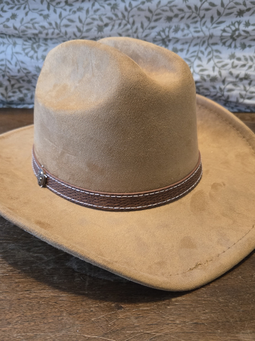 Brown Suede Western Hat with Leather Band - Men